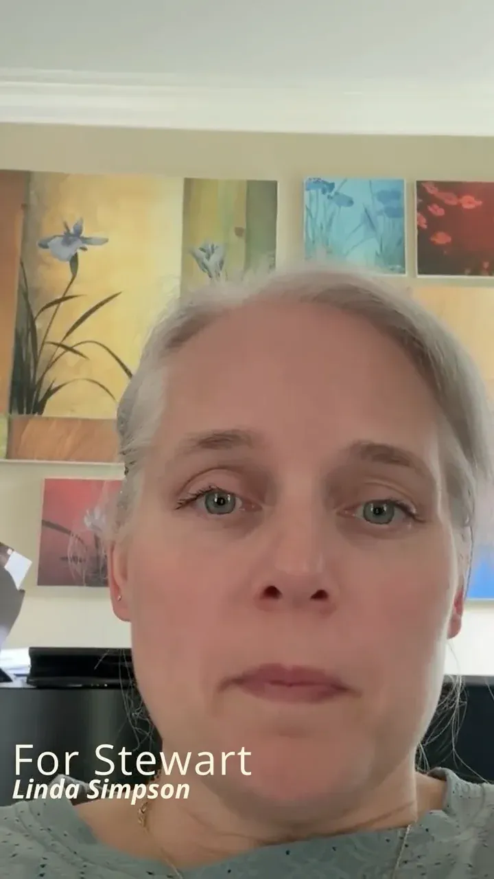 Linda Simpson recording a video message for Stewart